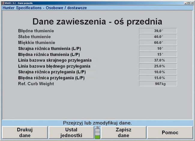 Kryteria oceny wyników badania według firmy Hunter